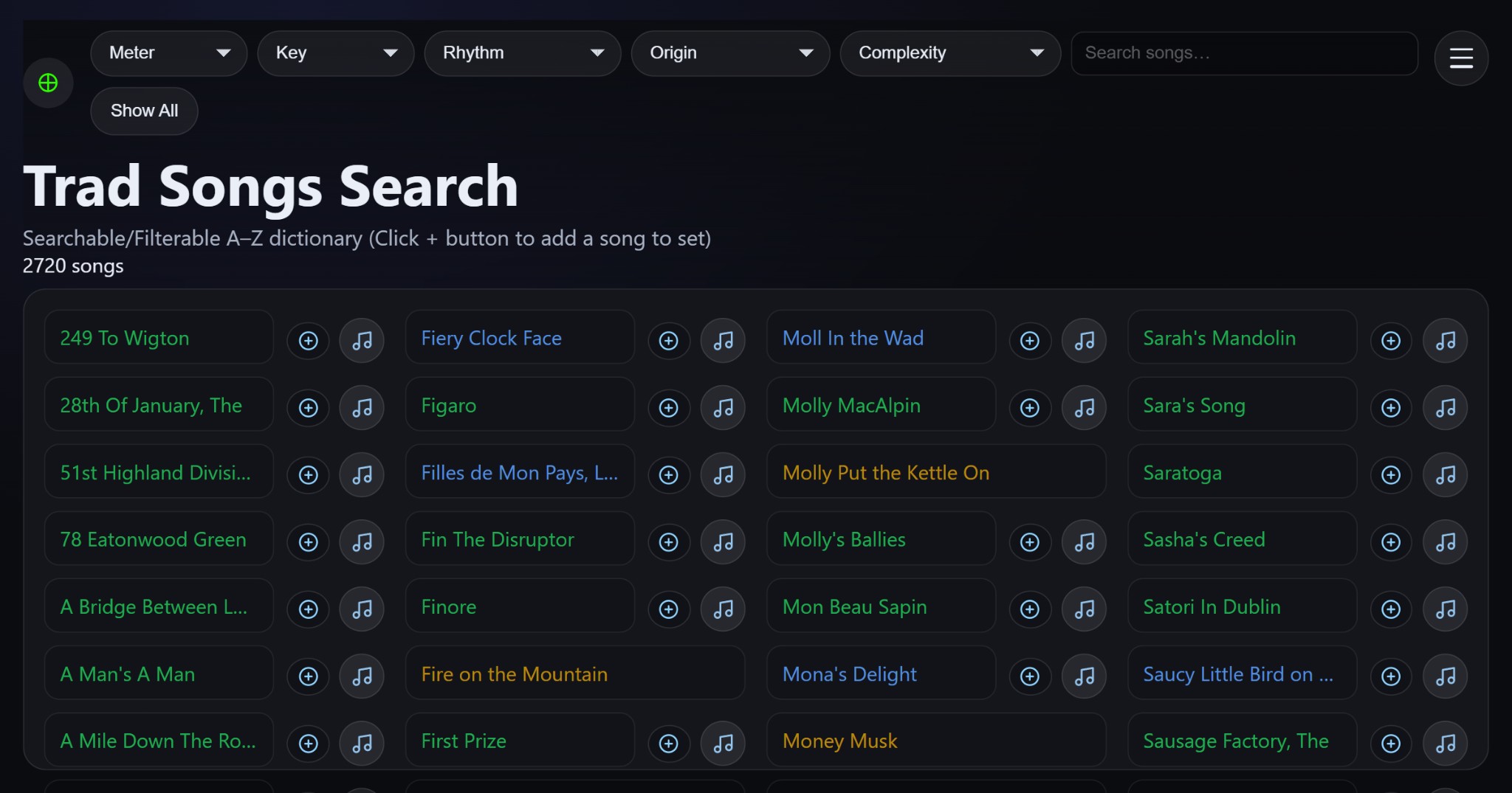 Trad Songs Search screenshot