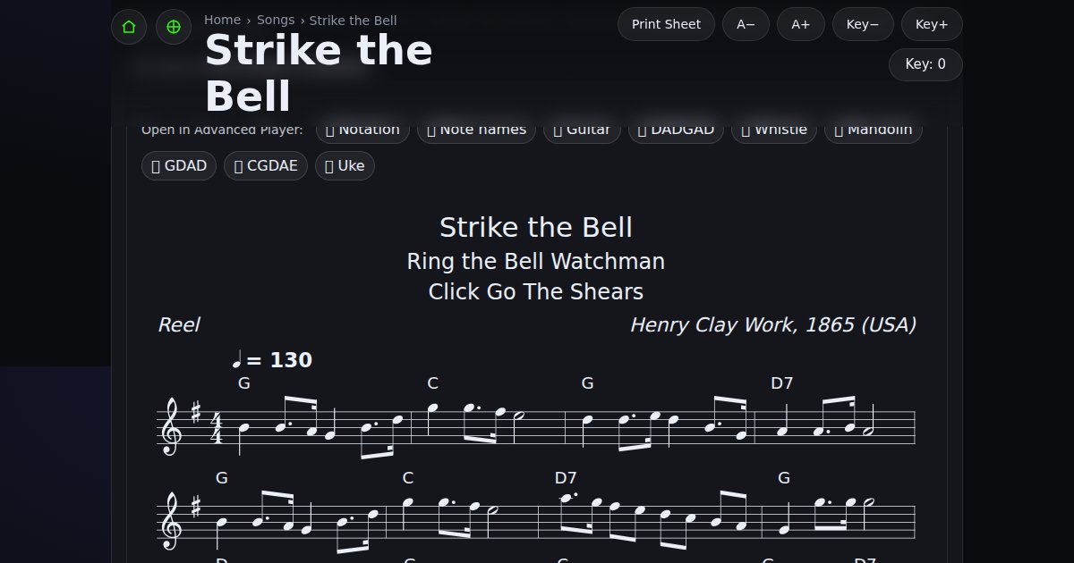 Strike the Bell with chords - reel G USA – Session Trad Tune Explorer